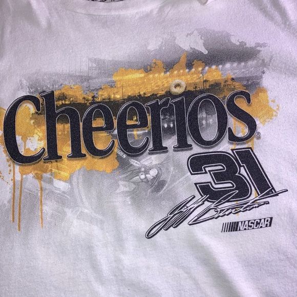 Rare Vintage 90’s Chase Authentics Jeff Burton nascar cheerios white medium tee - Picture 4 of 8